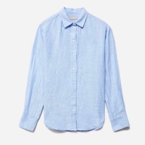 Everlane The Linen Relaxed Shirt Long Sleeve Classic Coastal Button Down Shirt 2 - Picture 2 of 11